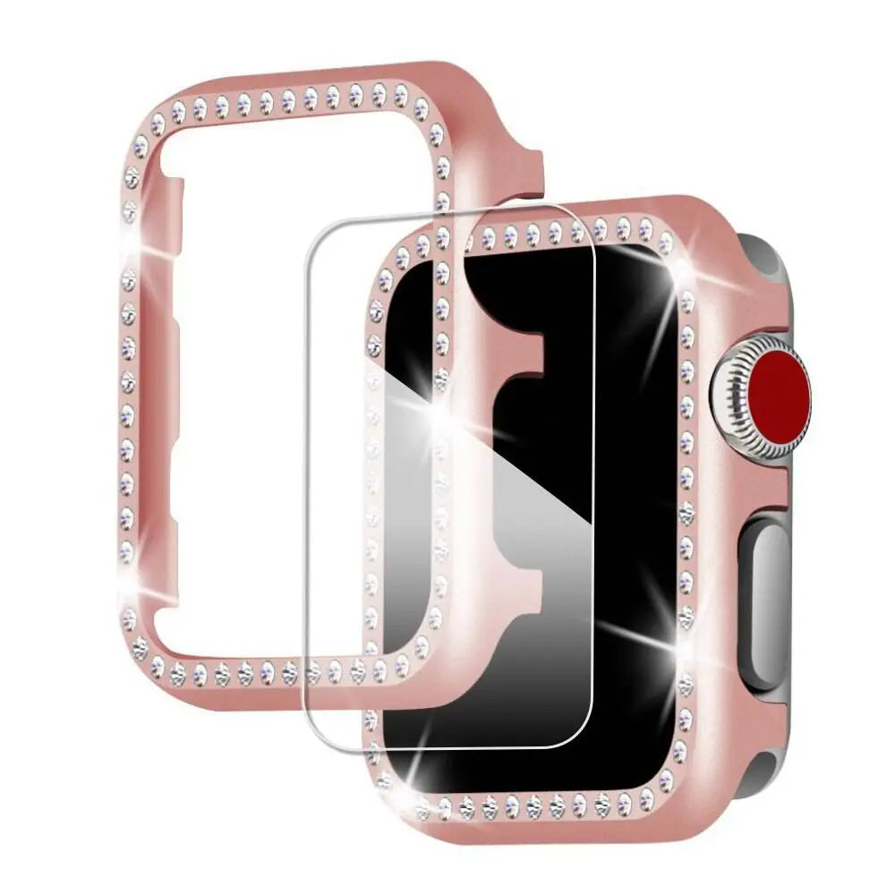 Smartwatch-Schutzset mit Schmuckarmband 38-44mm Hülle-Armband-Kombination Goldfarbenes stilvolles Design | Sansoti