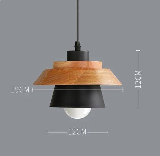 Skandynawska drewniano-metalowa lampa wisząca w stylu nordyckim, z kolorowym aluminiowym kloszem stożkowym lub kopułowym, z regulowanym przewodem | Sansoti