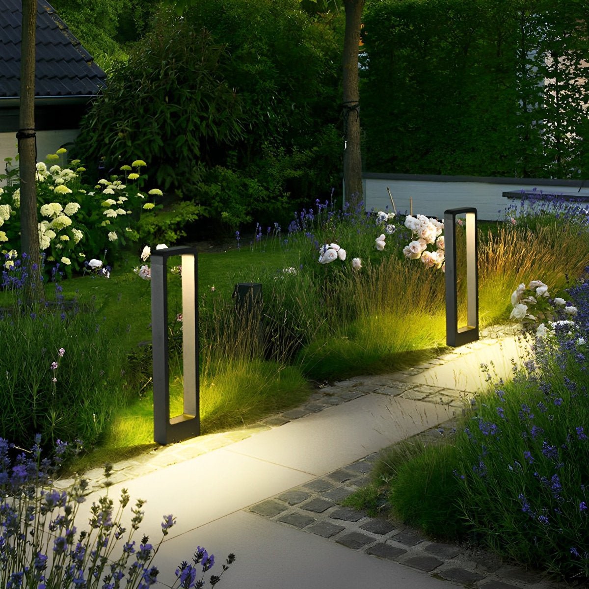 Sockelleuchte LED 10W Schwarz Aluminium Garten Einfahrt Weg IP65 Stehende Außenleuchte Rechteck Warmweiß 3000K Rasenlampe Gartenbeleuchtung | Sansoti