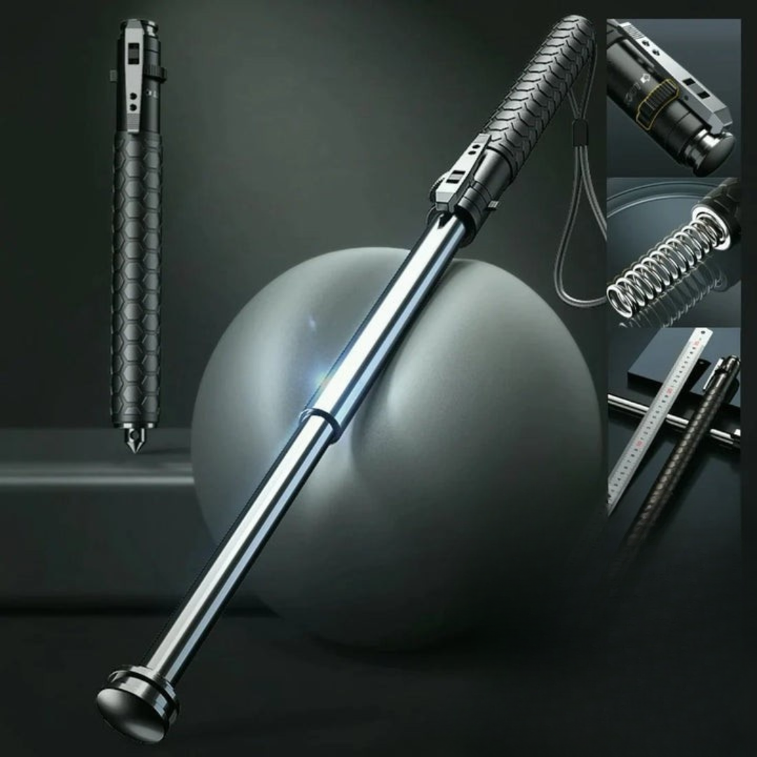 Retractable Walking Cane with Automatic Mechanism Non-Slip Grip Durable Alloy 39-65cm Adjustable | Sansoti