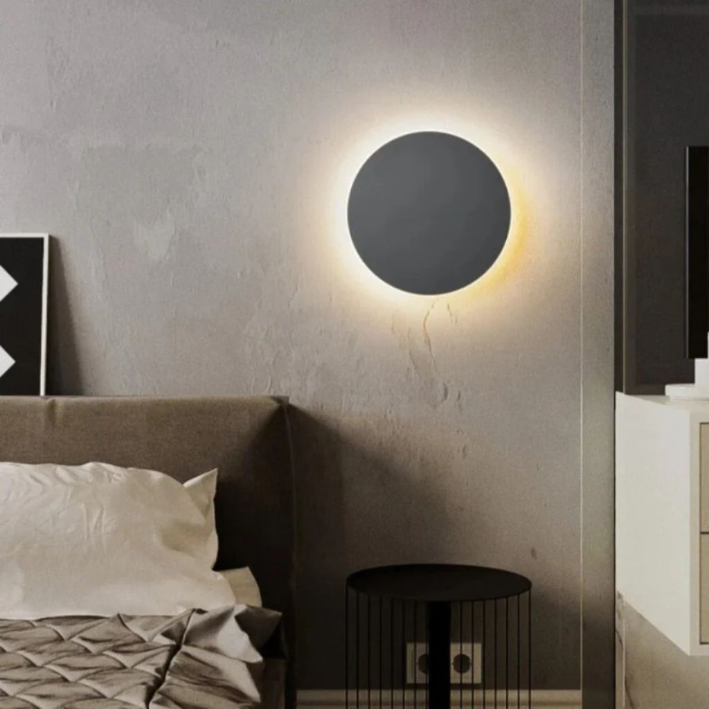 Round LED Wall Light with Backlighting Aluminum Acrylic Design Hallway Bedroom Living Room Lighting | Sansoti