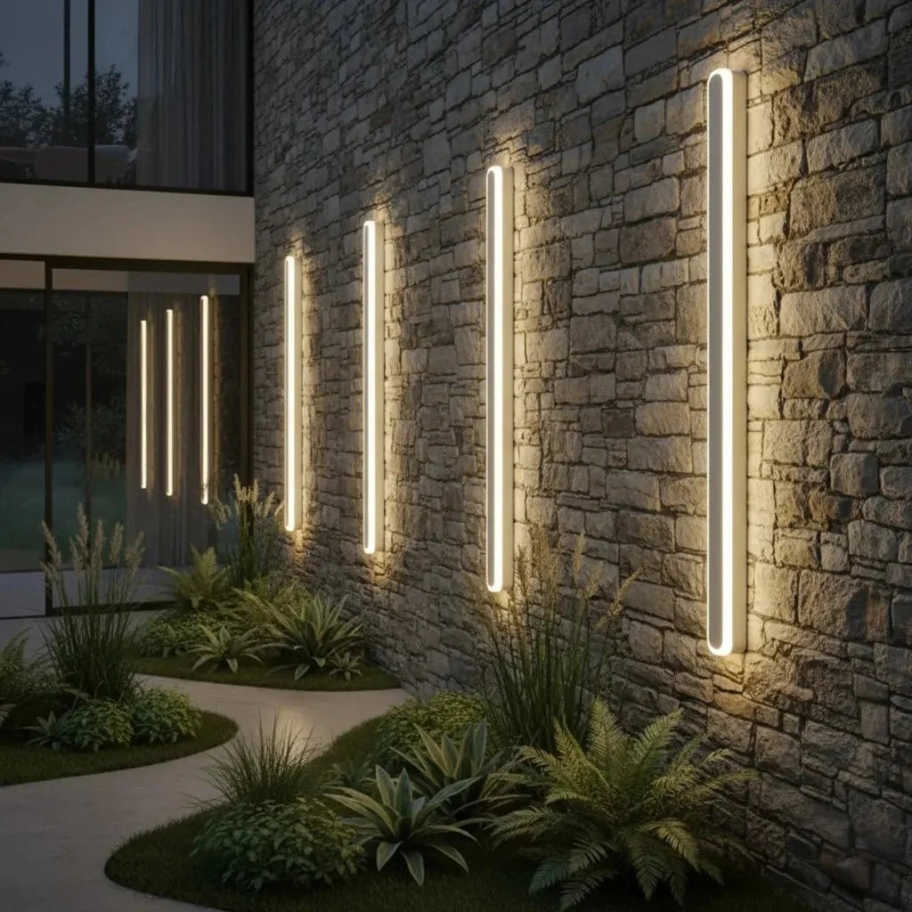 Aluminum Outdoor Wall Light Rounded Edges IP65 LED Lighting Facade Entrance Garden Balcony Black White Gold | Sansoti