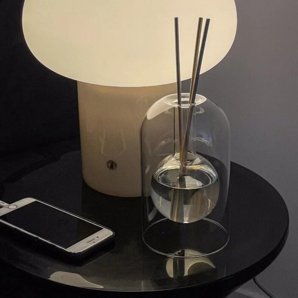 Glas Aromadiffusor Hohl Transparent mit Holzdeckel und Duftstäbchen für ätherische Öle Wohnzimmer Schlafzimmer Aromatherapie | Sansoti