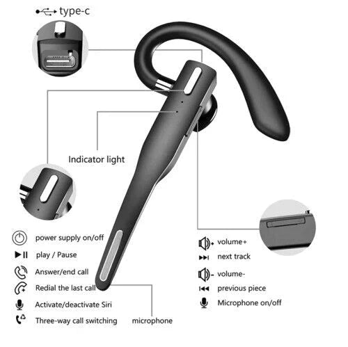 Wireless Bluetooth Headset with Dual Microphone and Noise Cancellation for Hands-Free Calling | Sansoti