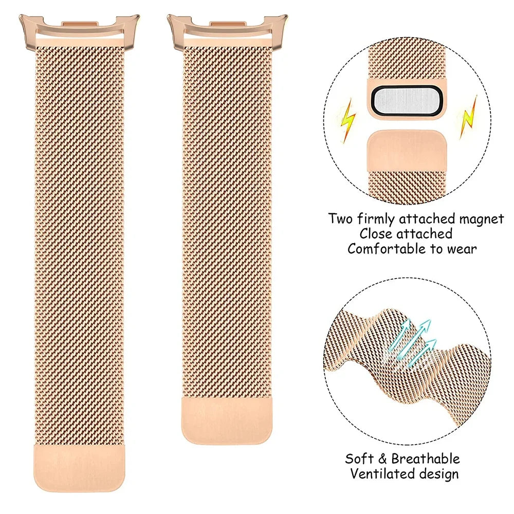 Milanese Mesh Magnetic Stainless Steel Smartwatch Band Adjustable Breathable Wristband Universal | Sansoti