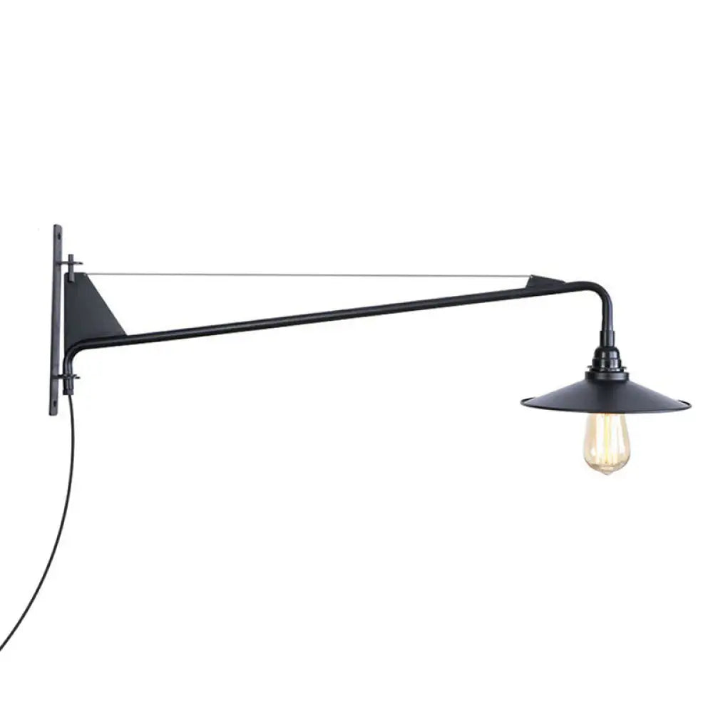 Applique industrielle avec bras pivotant, métal noir, 1 à 2 points lumineux, E26/E27, réglable, design vintage, salon | Sansoti