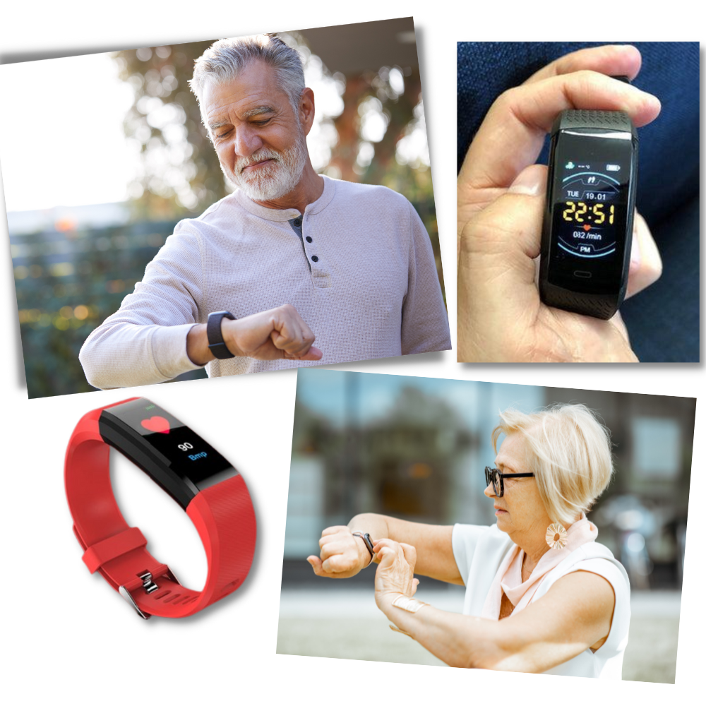 Armbanduhr mit Gesundheitsmessungen, klarem LED-Bildschirm und einfacher Bedienung für Senioren im Alltag | Sansoti