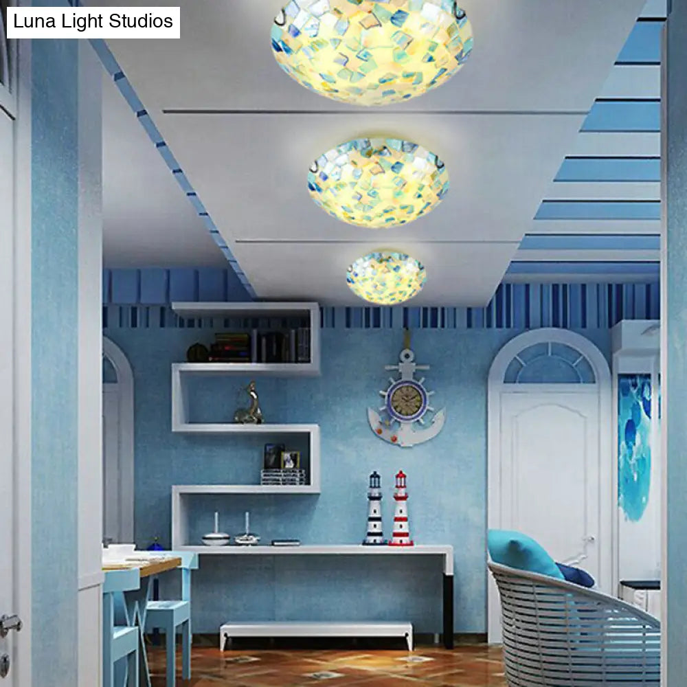 Shell Mosaic Ceiling Light 2-3 Lights E26 E27 Bedroom Dining Room Hallway Flush-Mount Lighting | Sansoti