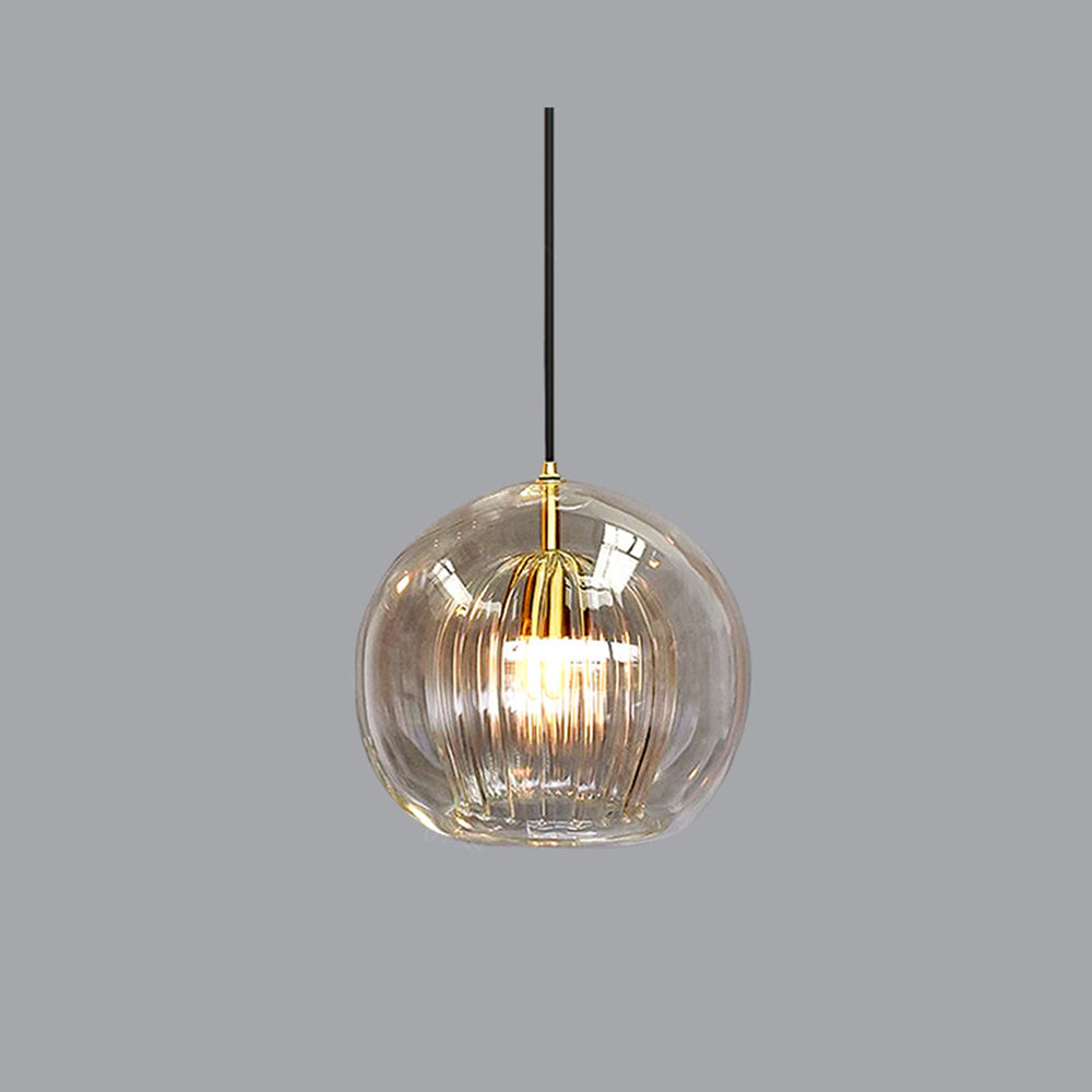 Hängeleuchte Glas rund transparent bernsteinfarben G4 LED modern 1-flammig | Sansoti