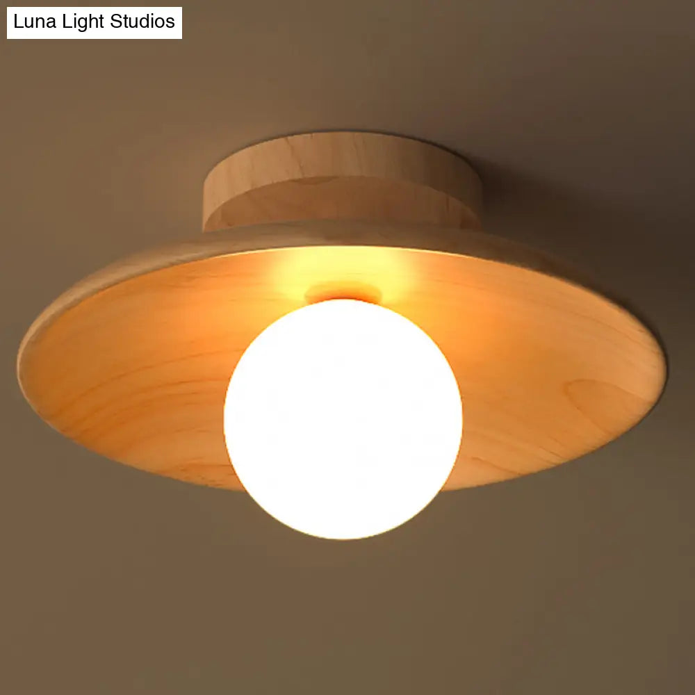 Houten Plafondlamp Semi-Flush Warm Minimalistisch Design G9 Fitting voor Hal Gang Slaapkamer Woonkamer | Sansoti