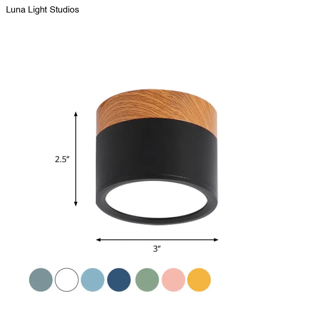 Macaron-Deckenlampe zylindrisch Metall für Küche oder Bar – Gelb, Blau, Schwarz & Holz | Sansoti