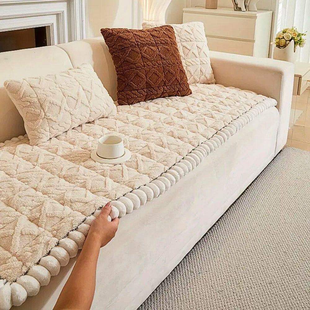 Sherpa Sofa Protector Cover – Quilted Microfiber Sofa Cover with Anti-Slip for 1-Seater 2-Seater 3-Seater 4-Seater Sofas – Protection Against Stains Dust Wear | Sansoti