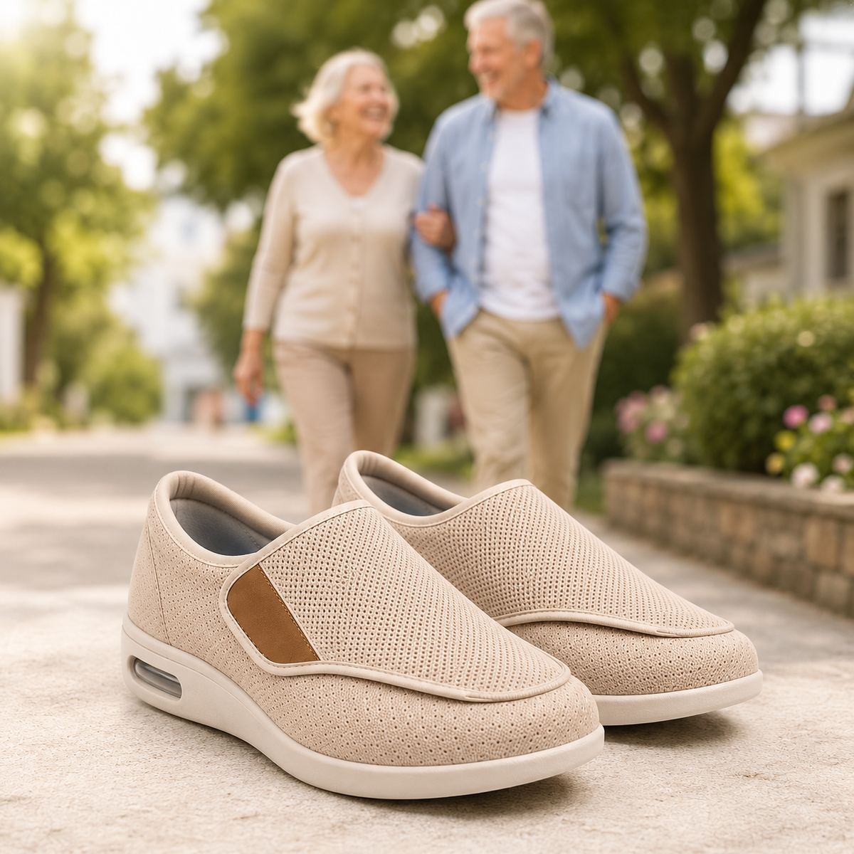 Chaussures larges à enfiler pour pieds sensibles et gonflés – Semelle intérieure en mousse à mémoire de forme – Intérieur sans coutures – Chaussures de confort pour personnes diabétiques au quotidien | Sansoti