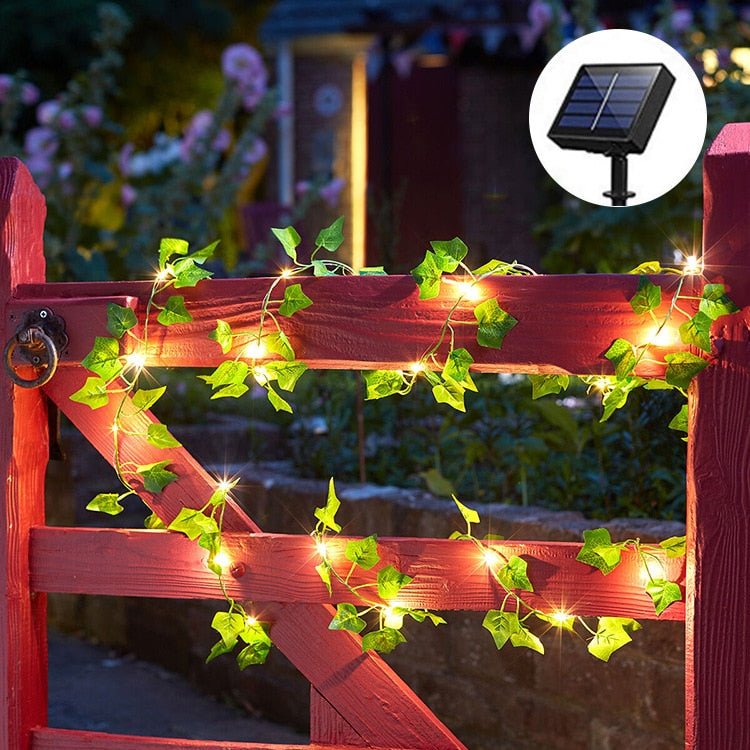 Solarbetriebene Efeu-Lichterkette für Garten und Terrasse | Sansoti