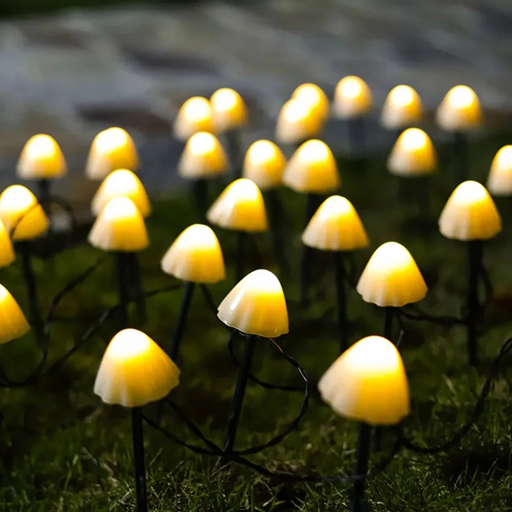 Solar Garden Lamps Mushroom Shape 10 LED Lights with Ground Stakes for Garden and Terrace Ambient Light | Sansoti