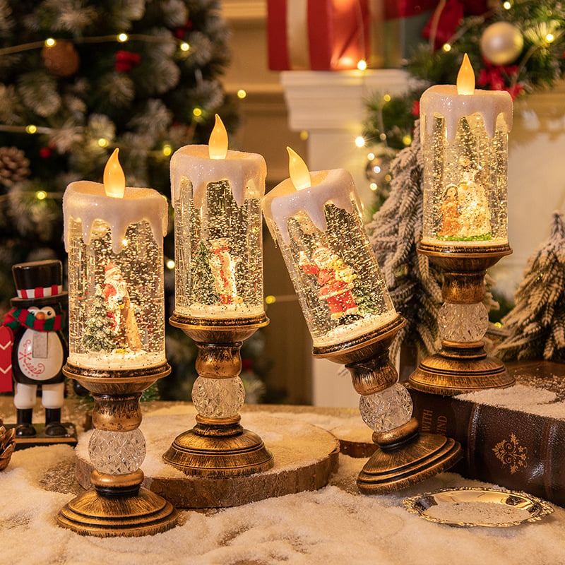 Decorative Christmas Candle LED Night Light Warm White Ambient Light Christmas Decoration Table Candle Holiday Living Room | Sansoti