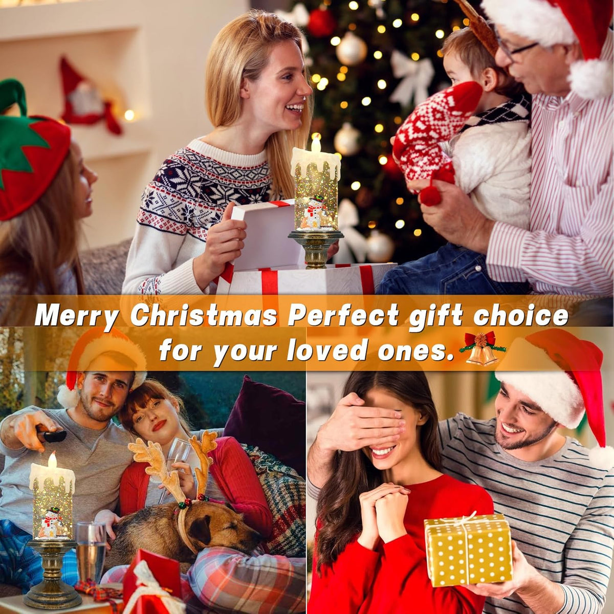 Decorative Christmas Candle LED Night Light Warm White Ambient Light Christmas Decoration Table Candle Holiday Living Room | Sansoti