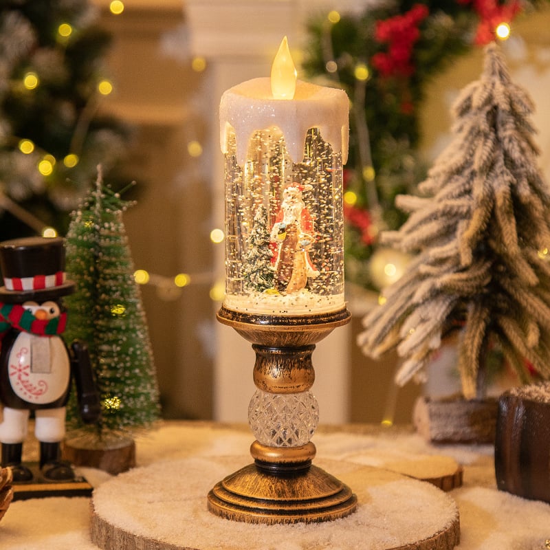 Decorative Christmas Candle LED Night Light Warm White Ambient Light Christmas Decoration Table Candle Holiday Living Room | Sansoti