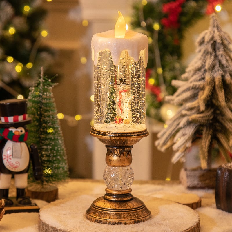 Decorative Christmas Candle LED Night Light Warm White Ambient Light Christmas Decoration Table Candle Holiday Living Room | Sansoti