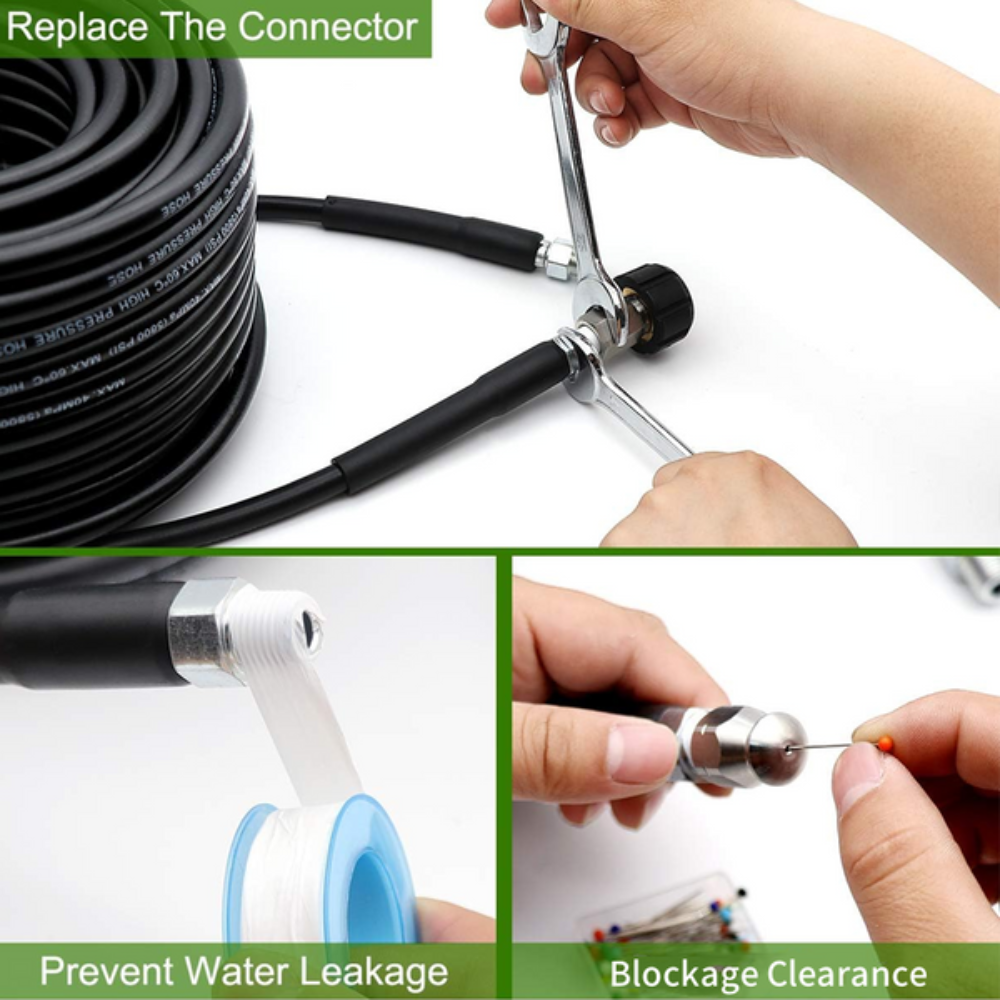 High-Pressure Sewer Cleaning Hose 10-30 Meters Rotating Head Drain Unclogger Pressure Washer Outdoor Sewer | Sansoti