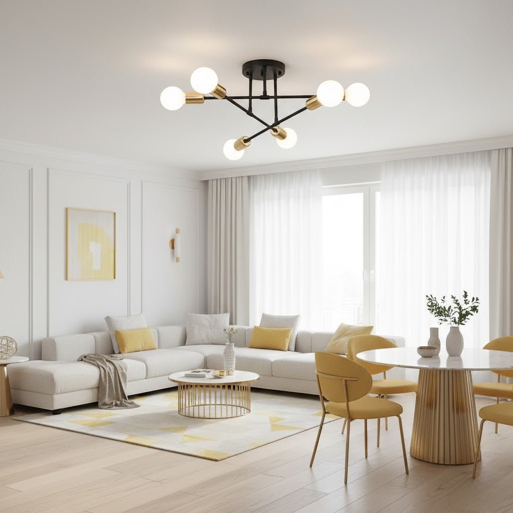 Plafondlamp Starburst IJzeren Armen E27 Nordic Mid-Century Design Moderne Verlichting voor Woonkamer Eetkamer | Sansoti