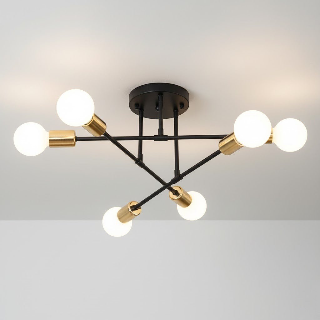 Plafondlamp Starburst IJzeren Armen E27 Nordic Mid-Century Design Moderne Verlichting voor Woonkamer Eetkamer | Sansoti