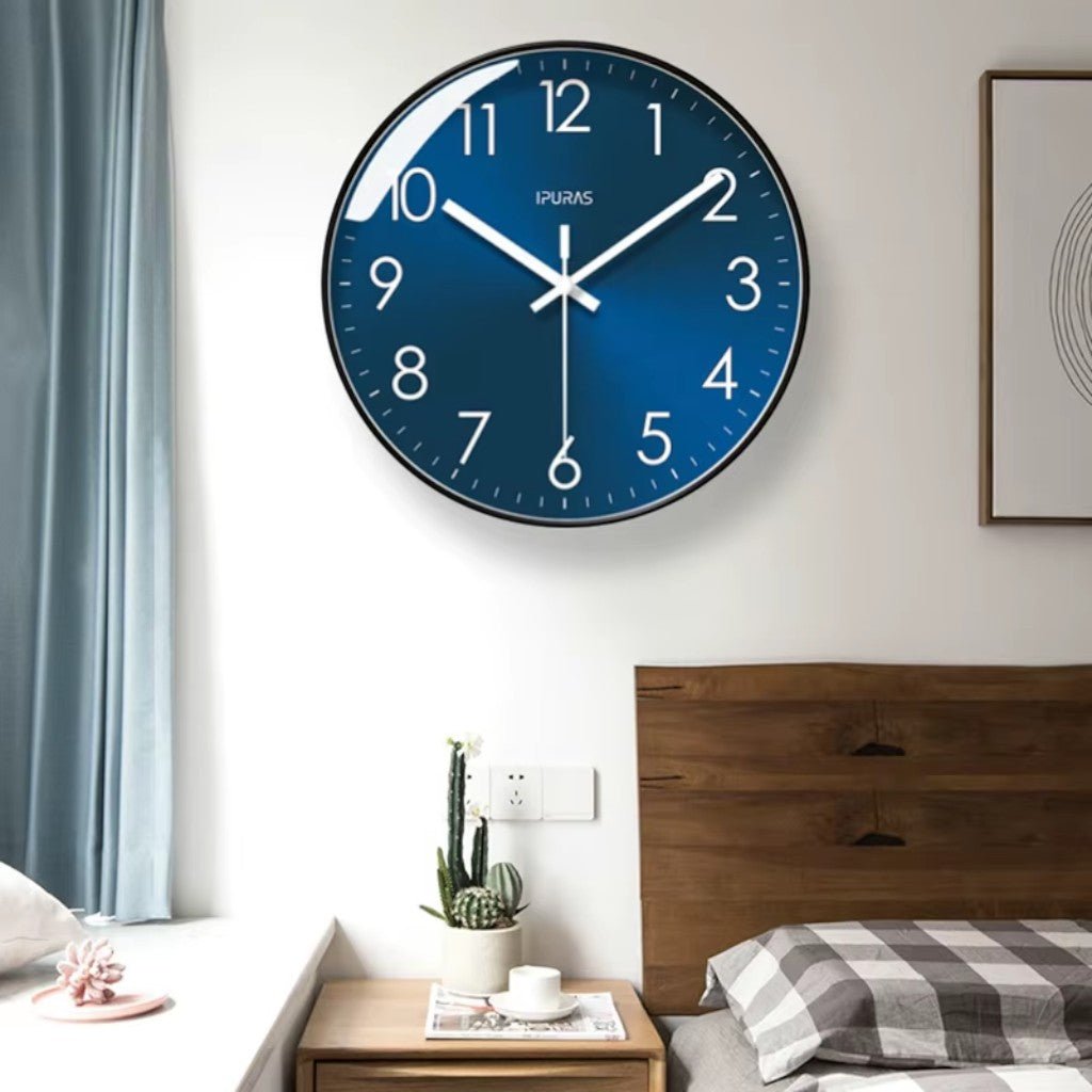 Wall Clock Silent Quartz Movement 25cm 30cm Black Gold Minimalist Modern Design for Living Room Office | Sansoti