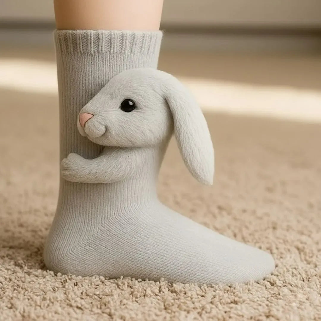 Plüsch-Wärmesocken mit Tiermotiv für kalte Füße Wintergeschenk | Sansoti