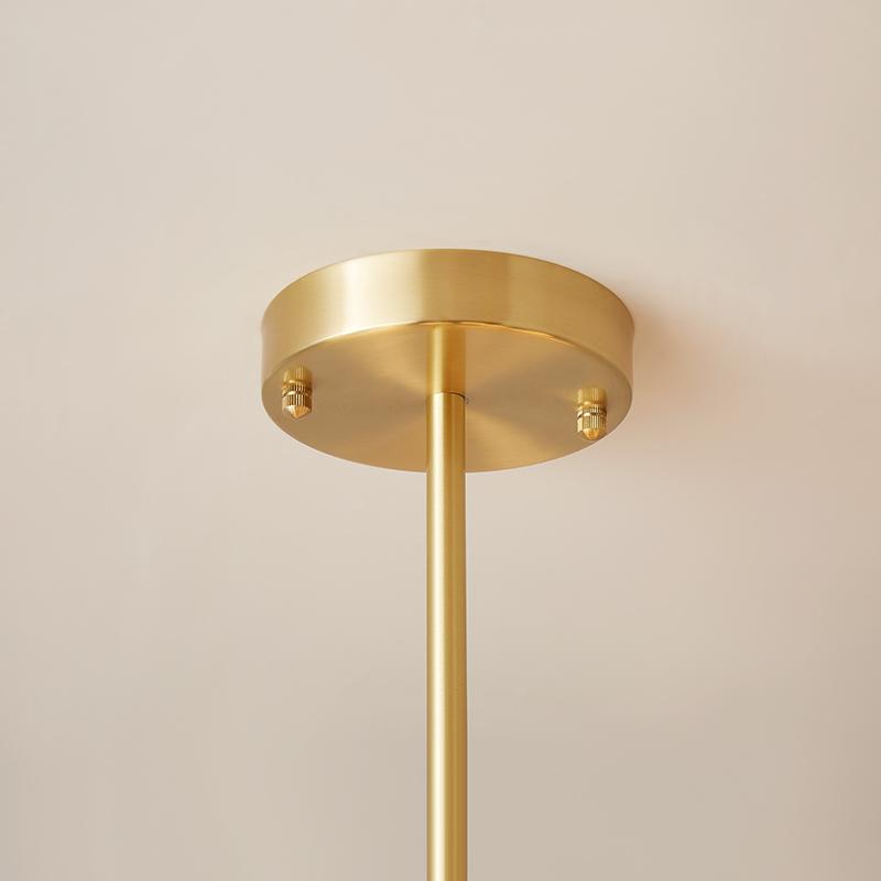 Modern two-tier Sputnik chandelier with 12 opal glass globes in brass finish – mid-century design pendant lamp 90 cm | Sansoti