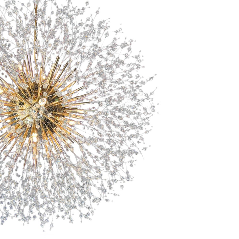 Large sputnik chandelier with fireworks design and crystal effect in brass or chrome – luxury pendant lamp 100 cm | Sansoti