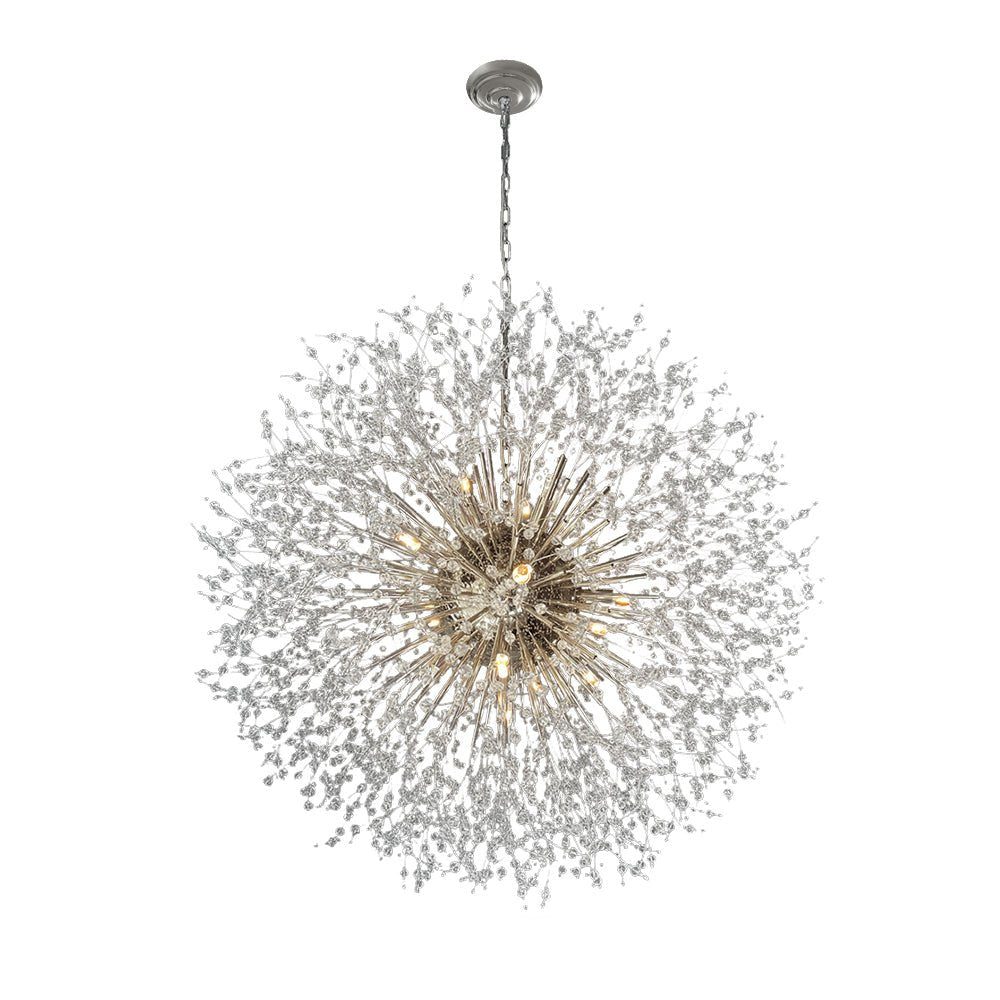 Large sputnik chandelier with fireworks design and crystal effect in brass or chrome – luxury pendant lamp 100 cm | Sansoti