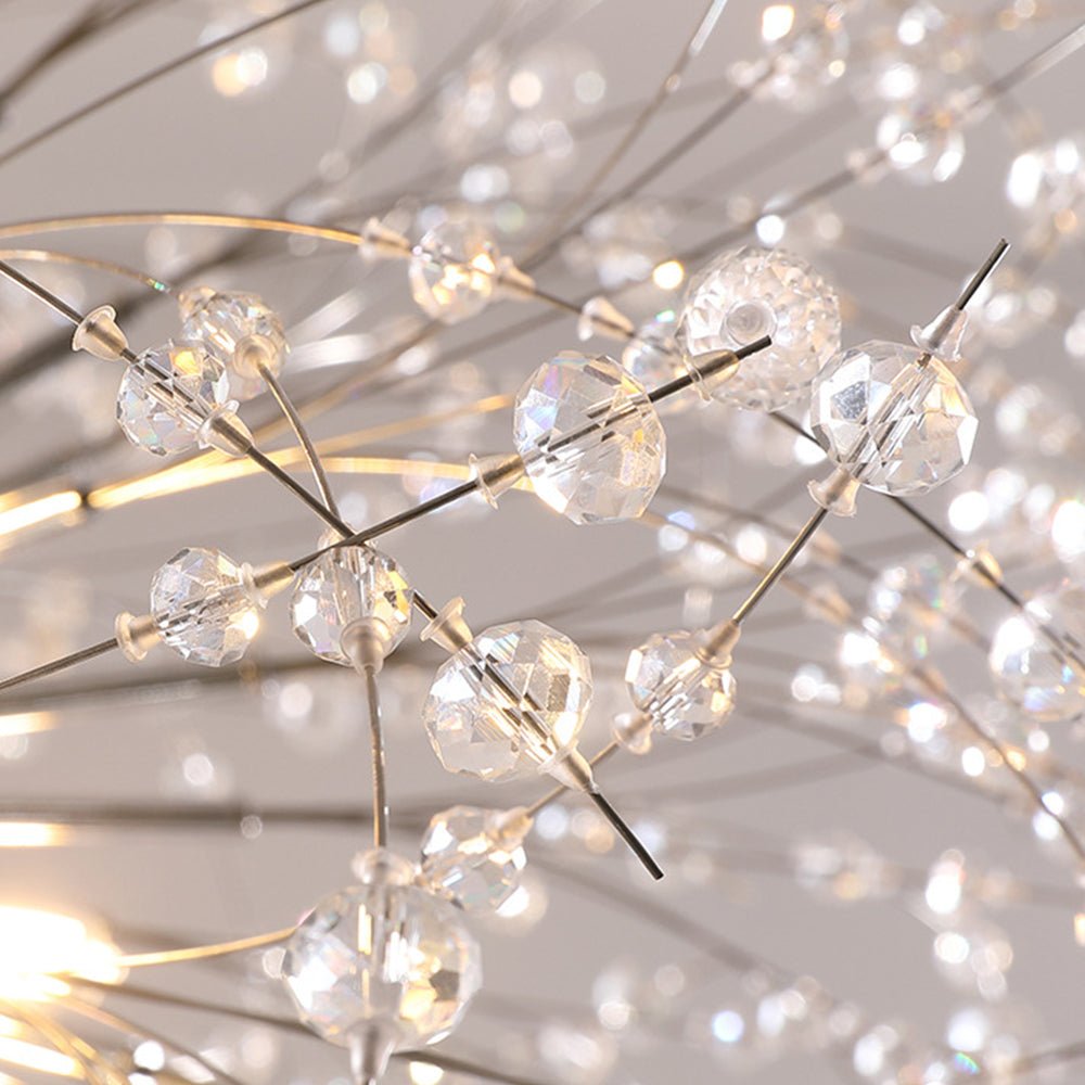 Large sputnik chandelier with fireworks design and crystal effect in brass or chrome – luxury pendant lamp 100 cm | Sansoti