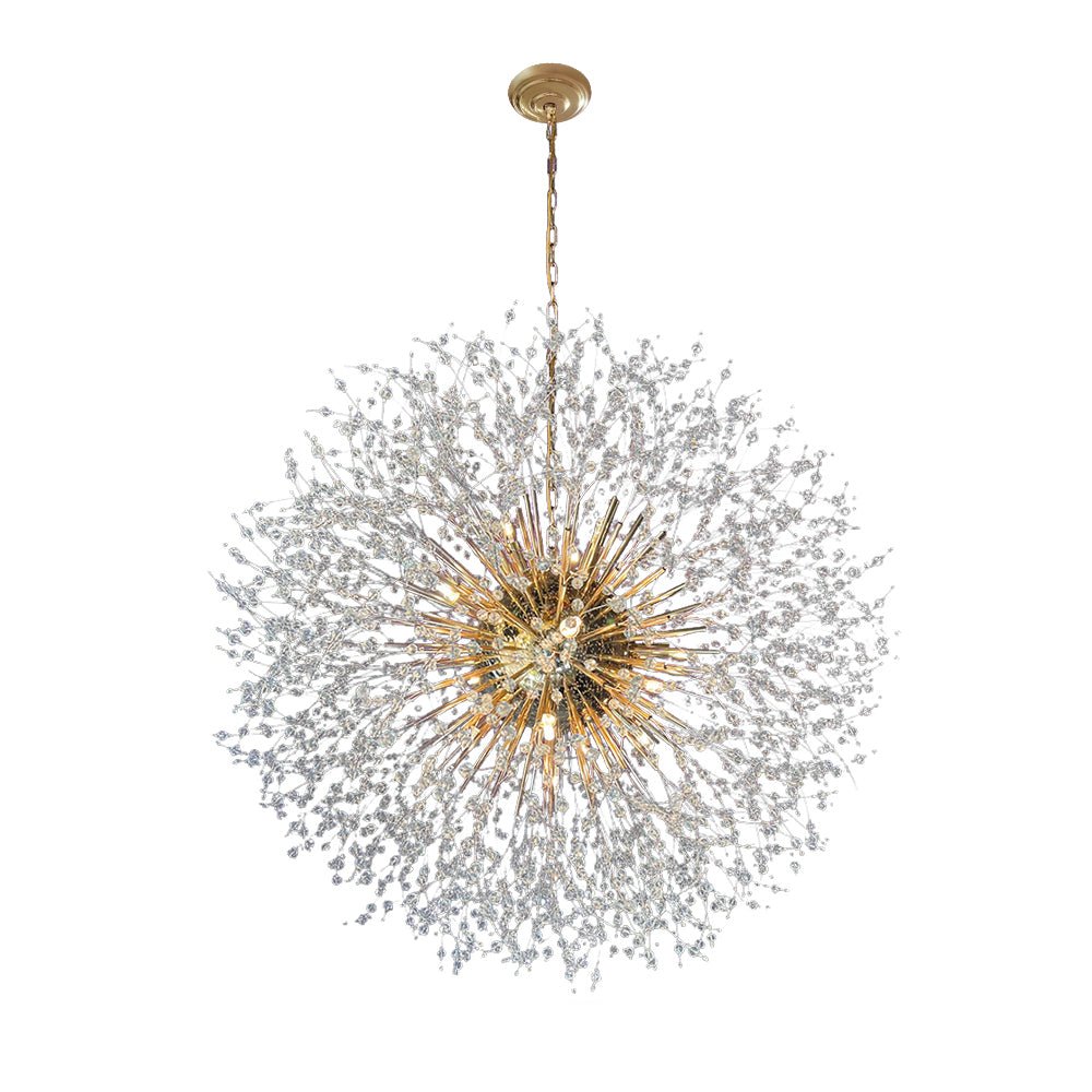 Large sputnik chandelier with fireworks design and crystal effect in brass or chrome – luxury pendant lamp 100 cm | Sansoti
