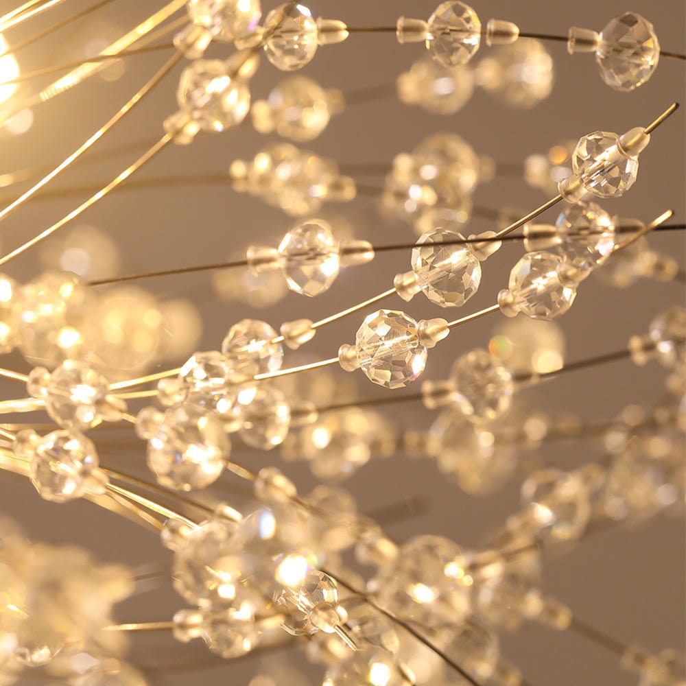 Large sputnik chandelier with fireworks design and crystal effect in brass or chrome – luxury pendant lamp 100 cm | Sansoti
