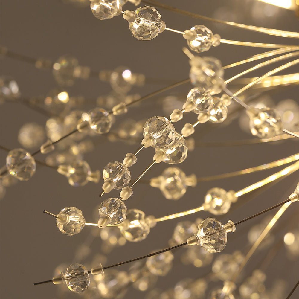 Large sputnik chandelier with fireworks design and crystal effect in brass or chrome – luxury pendant lamp 100 cm | Sansoti