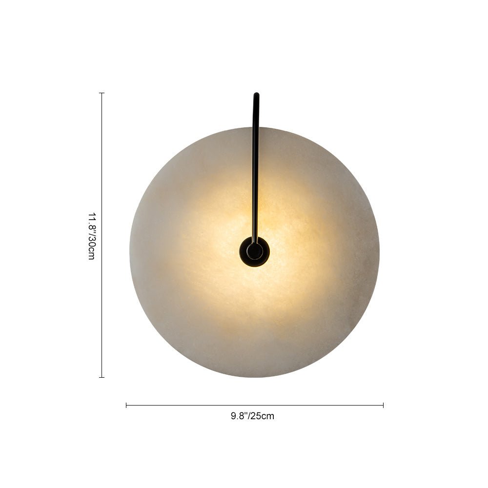 Aplique de pared redondo de mármol, LED, 5W, negro y blanco, 25cm, dormitorio, recibidor, salón, estilo Mid-Century