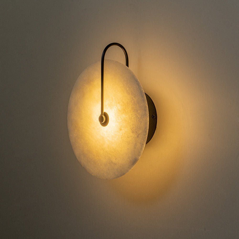 Aplique de pared redondo de mármol, LED, 5W, negro y blanco, 25cm, dormitorio, recibidor, salón, estilo Mid-Century