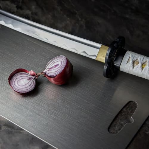 Cutting Board with Titanium Coating Antibacterial Stainless Steel Small Medium Large Kitchen for Hygienic Food Preparation Meat Fish | Sansoti