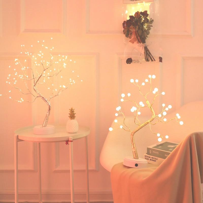 Decorative Tree-Shaped LED Table Lamp with Wireless Control and USB Power – Ambient Lighting for Living Room and Bedroom | Sansoti