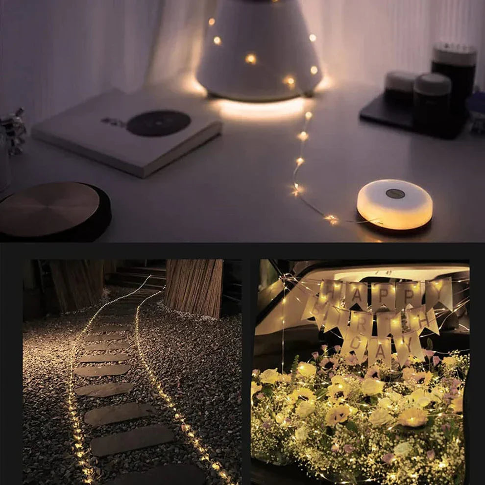 Rechargeable LED String Lights 10 meters 100 lights IP65 Waterproof 8 Modes USB Garden Camping Party Lighting | Sansoti