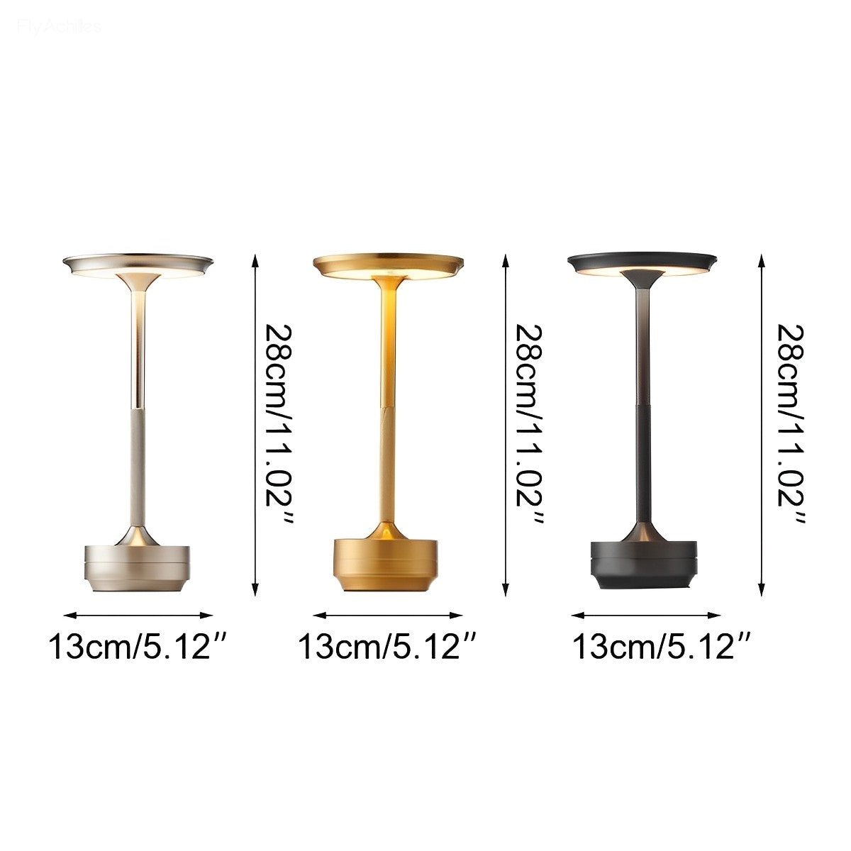 Dimbare Bureaulamp LED USB-C Oplaadbaar Aluminium 3 Lichtstanden Tafellamp Goud Zilver Zwart Modern Werkplek | Sansoti
