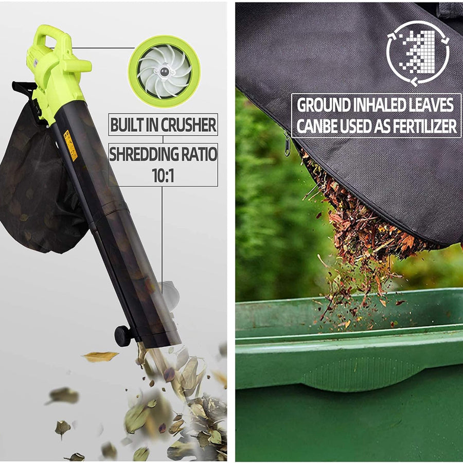 Electric Leaf Blower Vacuum Mulcher 3-in-1 3000W 35L Collection Bag with Wheels Garden Tool Leaf Cleaner | Sansoti
