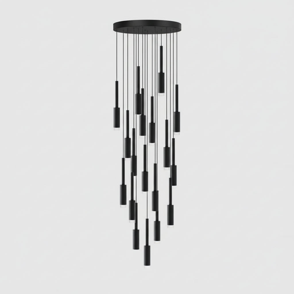 Cylindrical Spotlight Chandelier Metal Dimmable LED Stairwell Foyer Adjustable Modern Design 1-30 Light Points | Sansoti