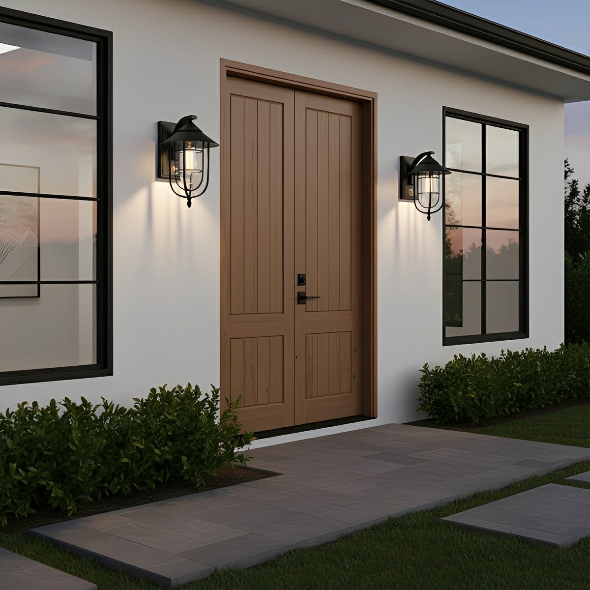 Vintage Wandlamp Buitenverlichting Zwart IJzer Glas Bewegingssensor IP54 Vochtbestendig Veranda Tuin Terras | Sansoti