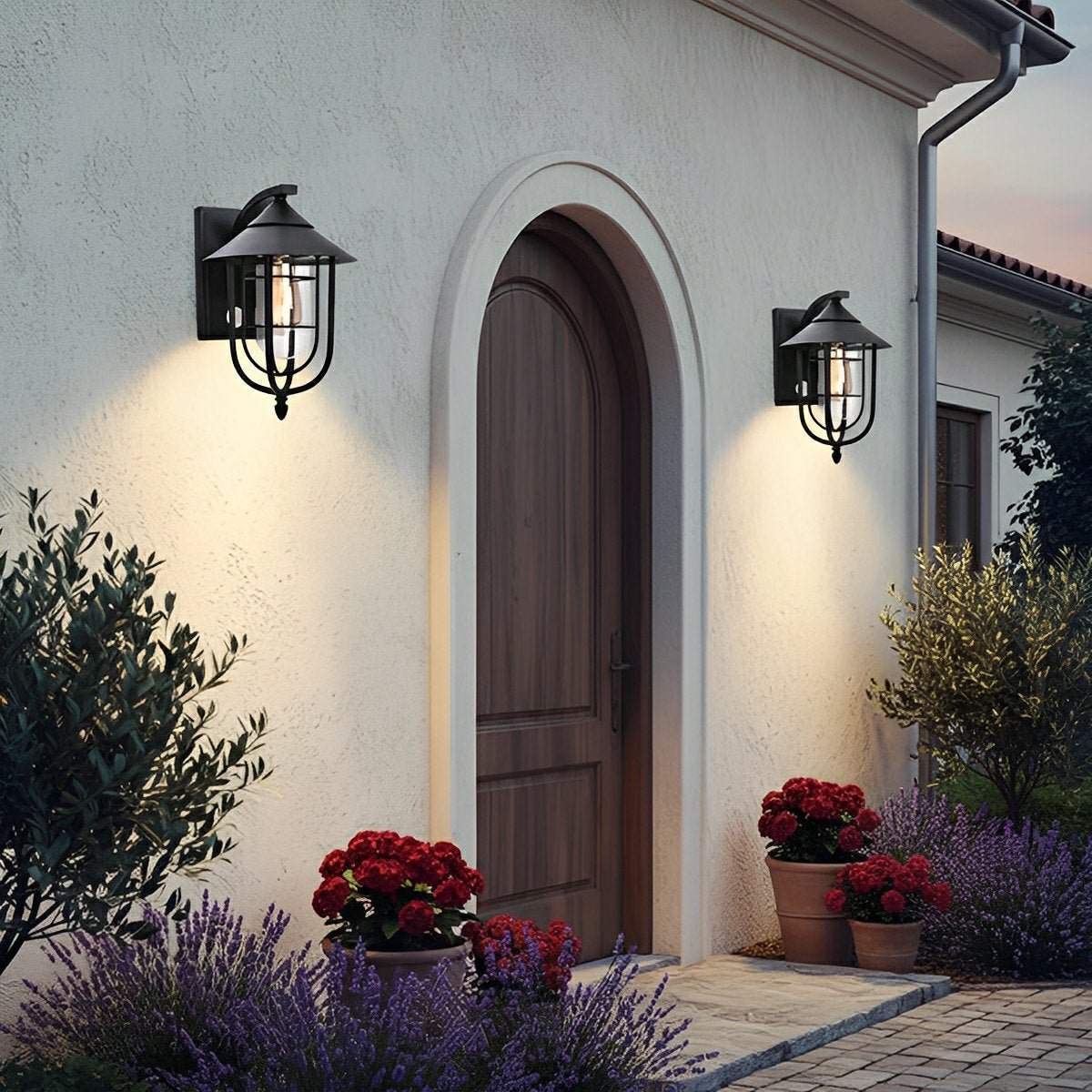 Vintage Wandlamp Buitenverlichting Zwart IJzer Glas Bewegingssensor IP54 Vochtbestendig Veranda Tuin Terras | Sansoti