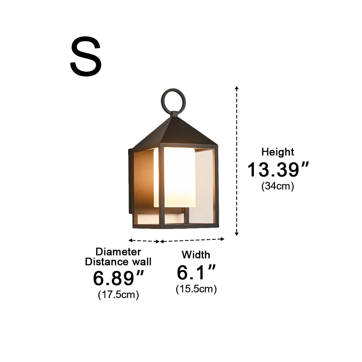 Outdoor wall lamp LED Lantern Black Aluminum Glass IP65 Waterproof Porch Garden Ambient Lighting Outdoor Lighting | Sansoti