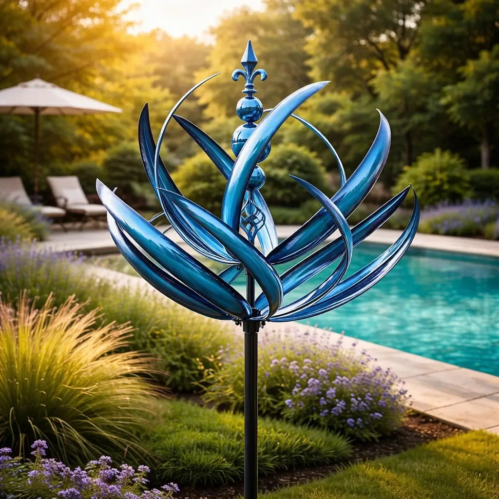 Windwijzer Lotus Metaal Tuindecoratie Windrichting Buitendecor Tuin Dak Robuust Staal Weerbestendig Design | Sansoti