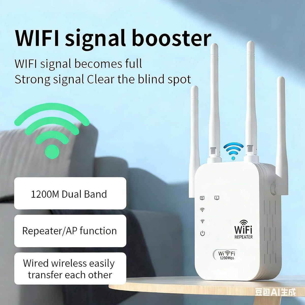 WiFi Signaalversterker Buiten Dual-Band 1200Mbps Weerbestendig voor Tuin Terras Garage Gaas Streaming | Sansoti