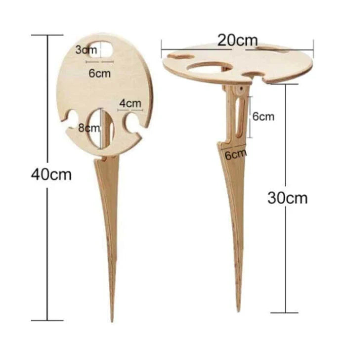 Foldable Wooden Picnic Wine Board for Garden Park Beach Camping Outdoor Portable Wine Holder Table | Sansoti