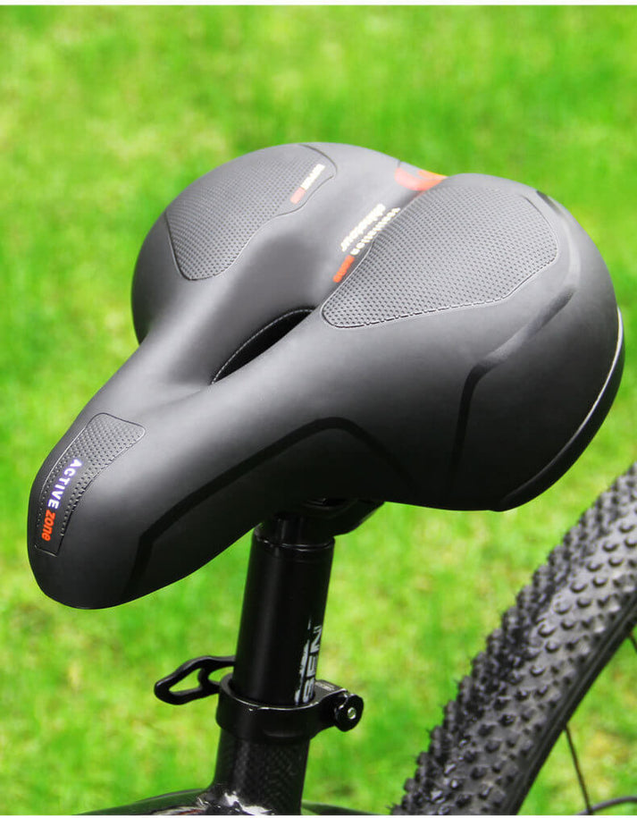 Selle de vélo avec amortisseur, ergonomique, confortable, noire, pour longues sorties, respirante et étanche | Sansoti